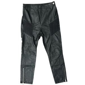 Free People Black Kaelin Vegan Leather Moto High Rise Skinny Ankle Leggings sz 8